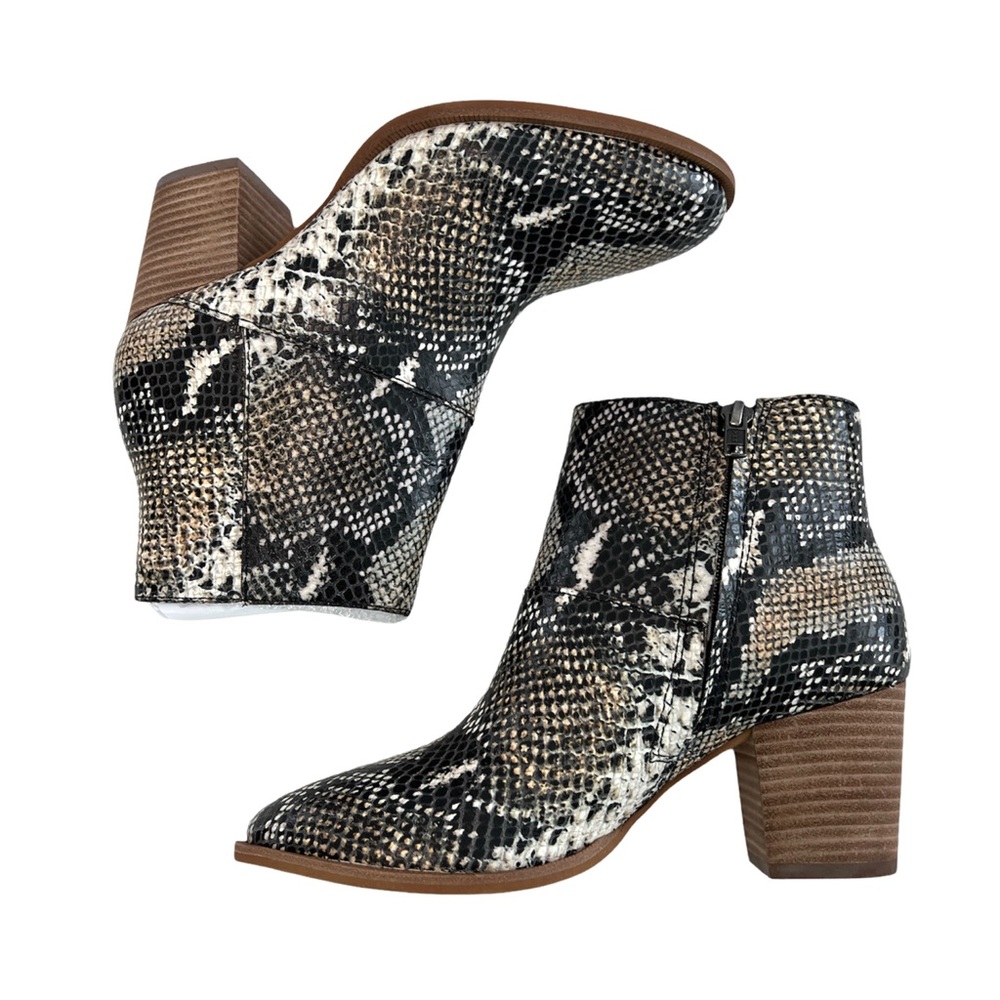 Madewell The Rosie Snakeskin Embossed Blocked Heel Ankle Booties Size 5.5M - Picture 7 of 16